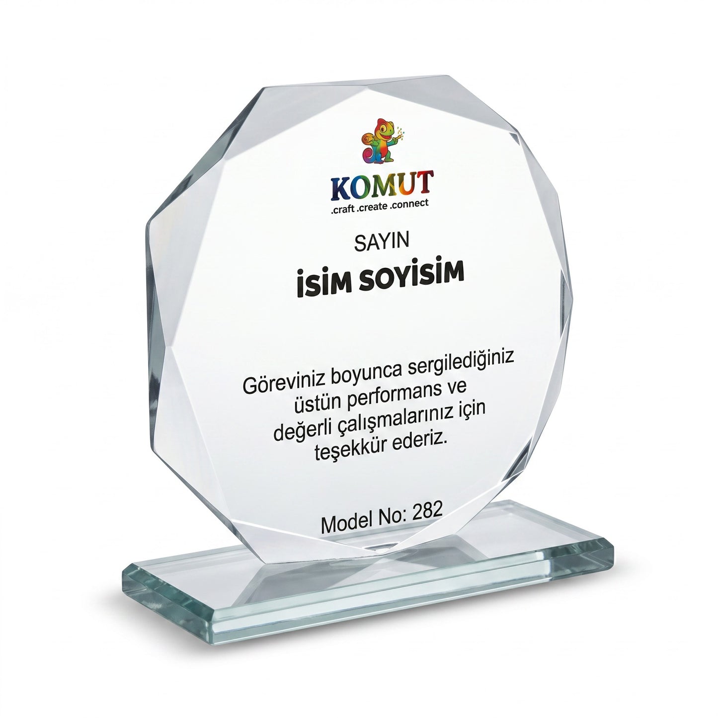 Pırlanta Kesim Çokgen Kristal Plaket – Model 282