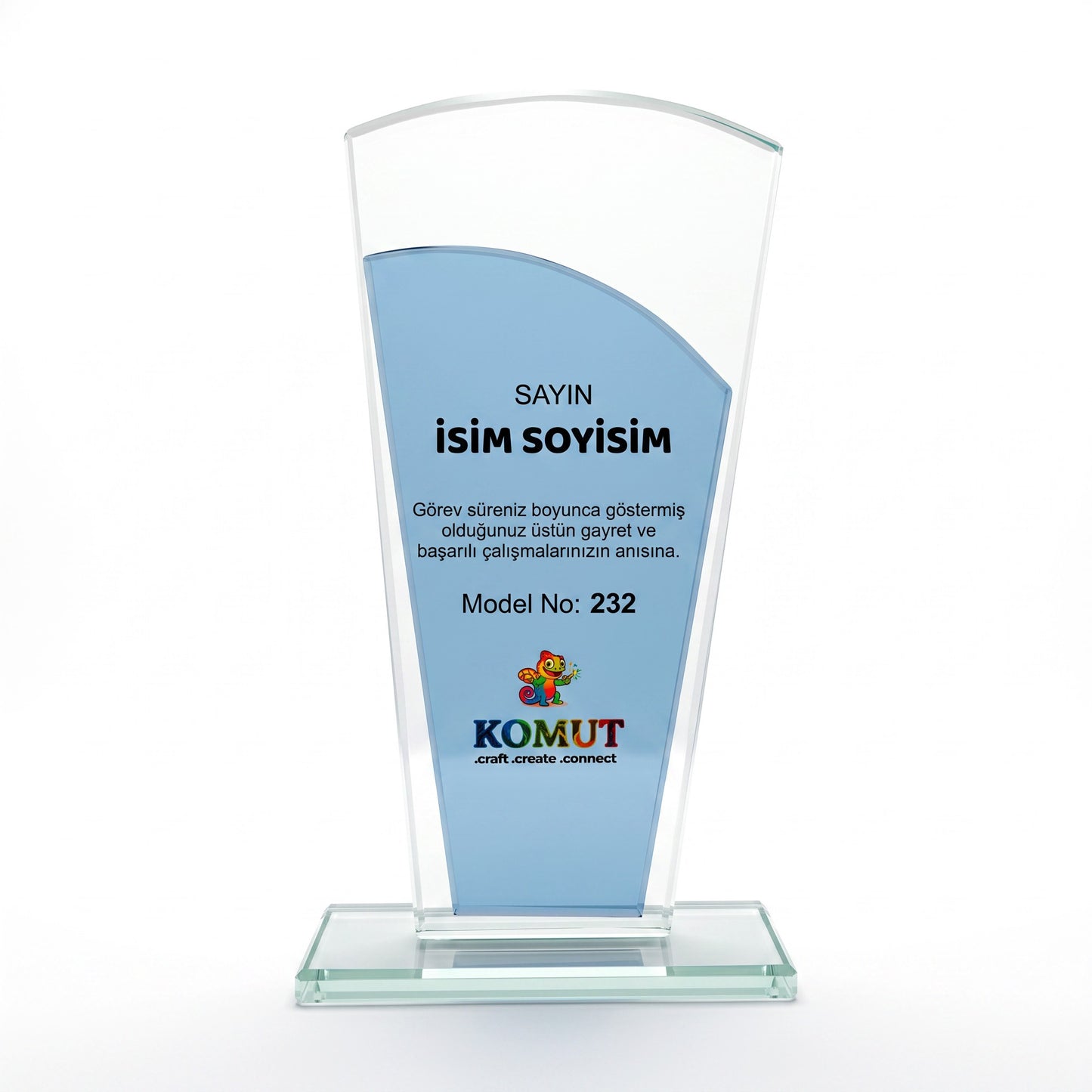 Renkli İç Panel Detaylı Kavisli Kristal Plaket – Model 232