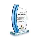 Renkli Kanat Detaylı Dalga Kesim Kristal Plaket – Model 290