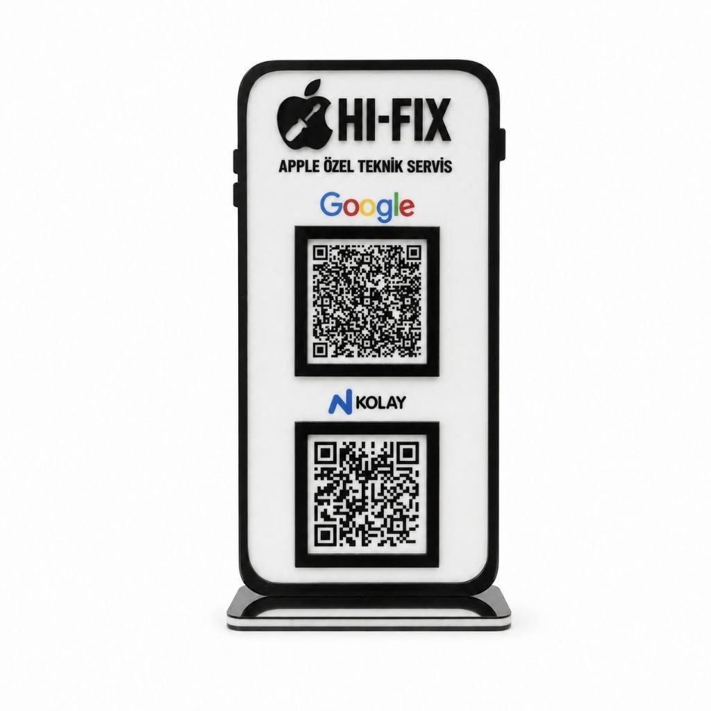Telefon Tasarımlı 2'li QR Kod ve IBAN Standı