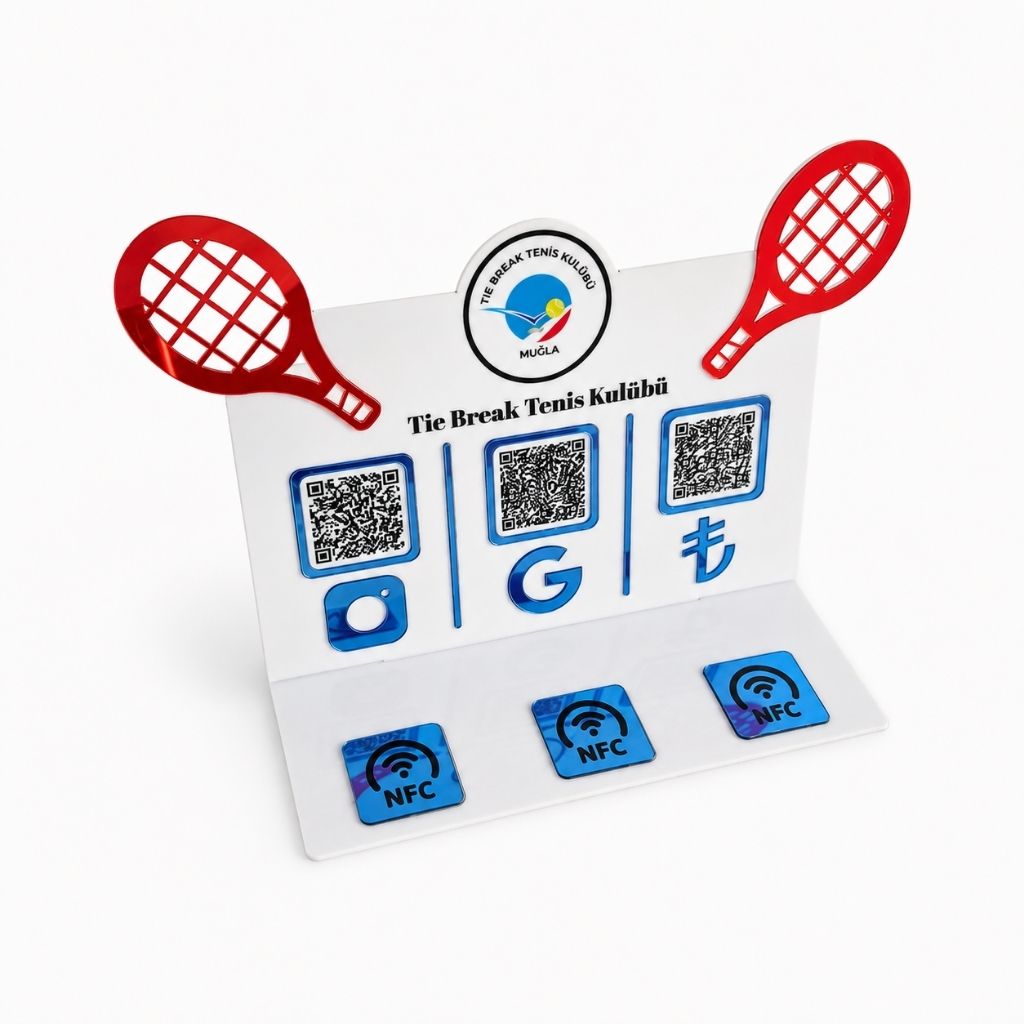 Plexiglass Sign with 3 QR and 3 NFC for Tennis Clubs – KQR-516