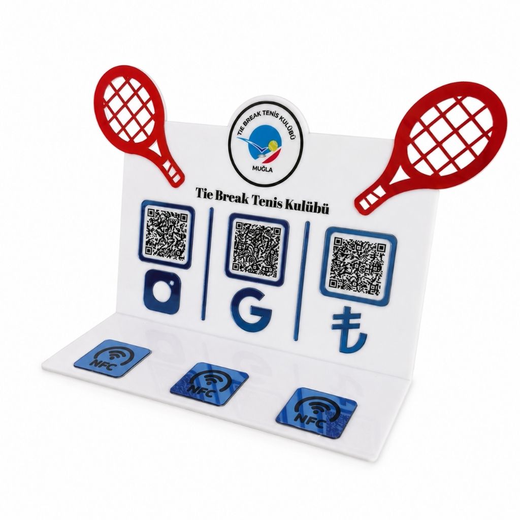 Plexiglass Sign with 3 QR and 3 NFC for Tennis Clubs – KQR-516
