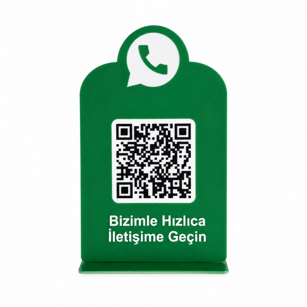 WhatsApp QR Pano – A5 Beyaz Pleksi Masaüstü Stand