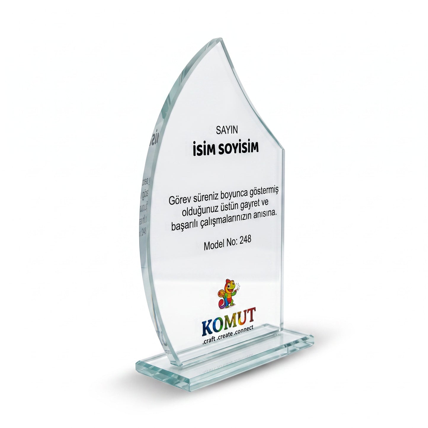 Yaprak Formlu Kavisli Kristal Plaket – Model 248
