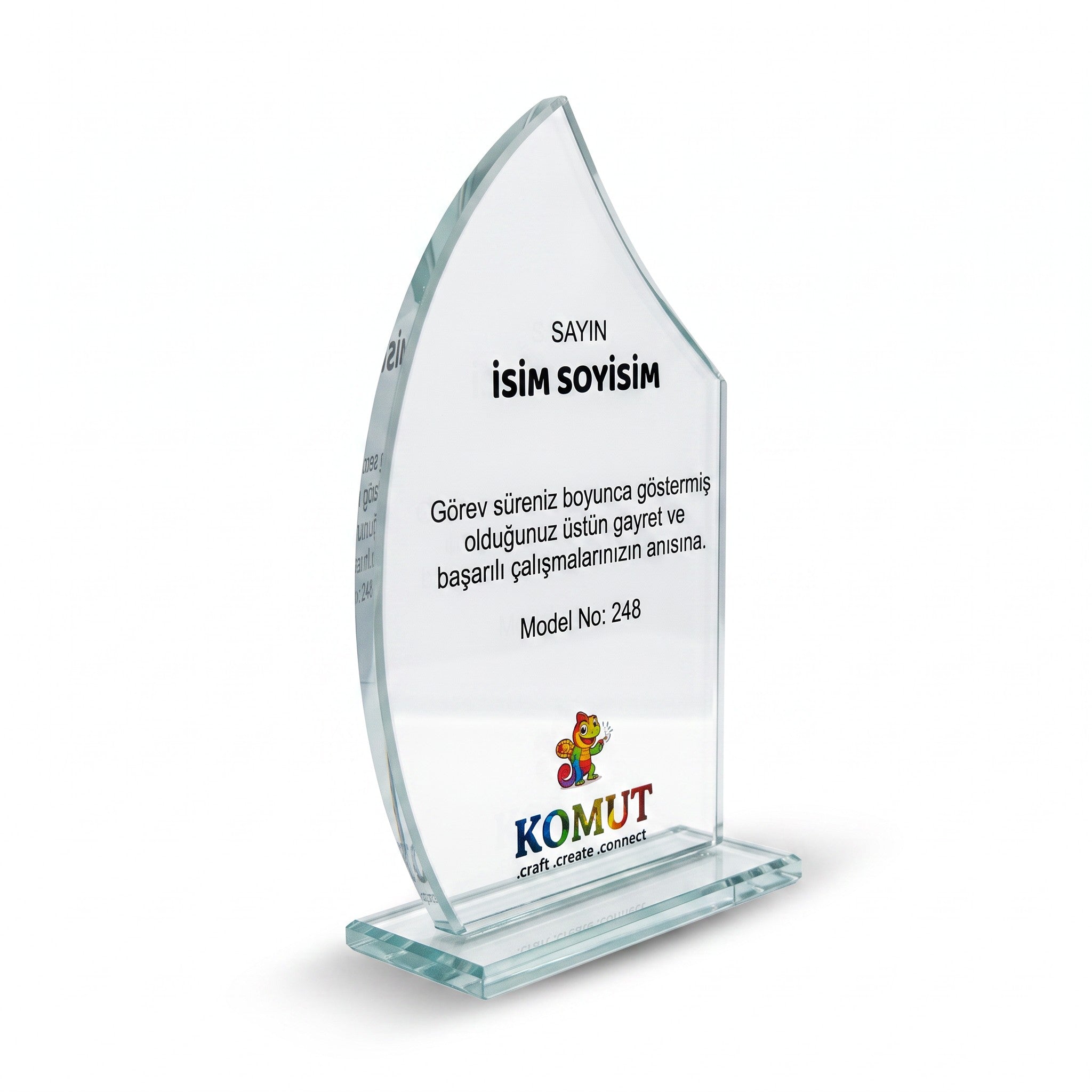 Yaprak Formlu Kavisli Kristal Plaket – Model 248