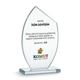 Yaprak Formlu Kavisli Kristal Plaket – Model 228
