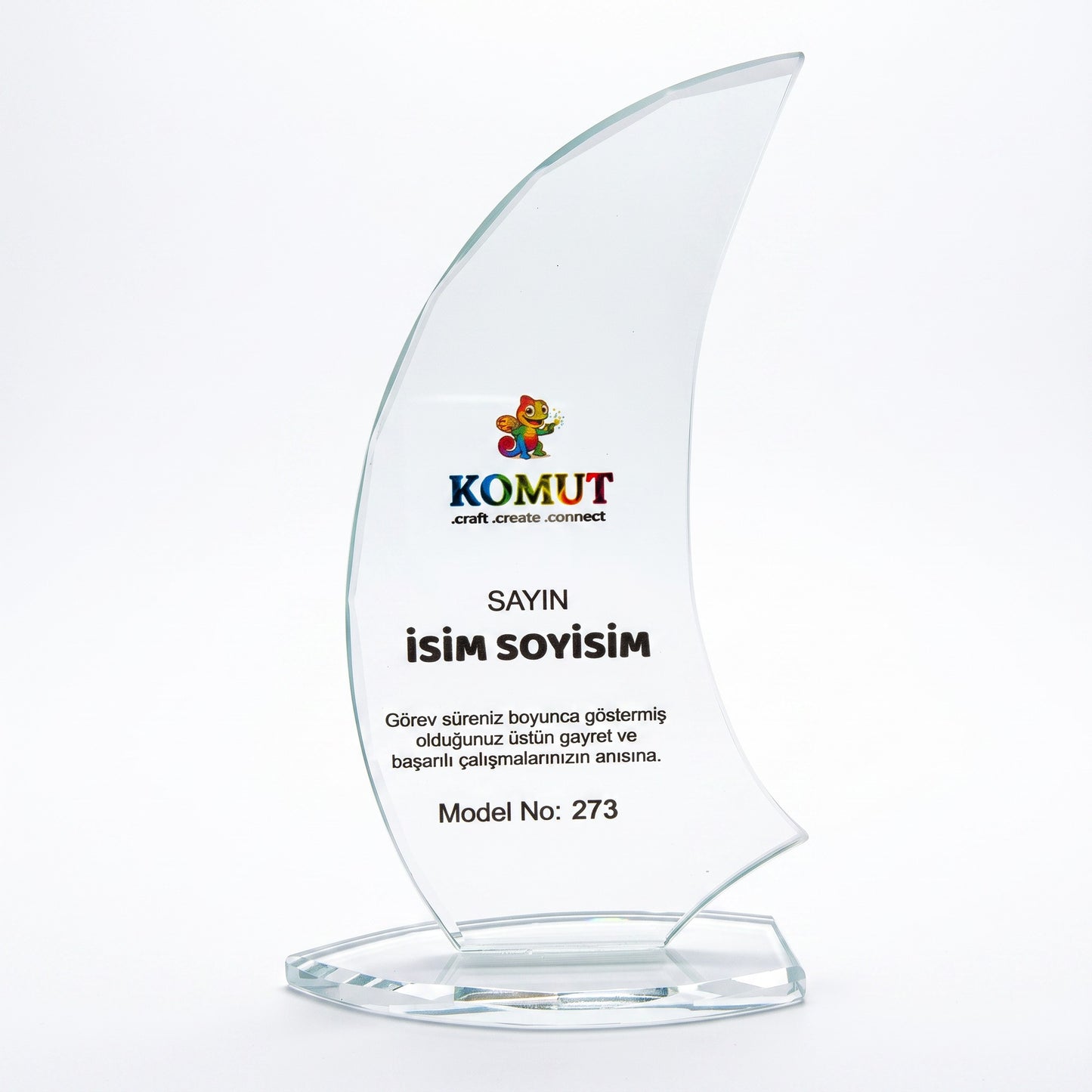 Yelken Formlu Kavisli Kristal Plaket – Model 273