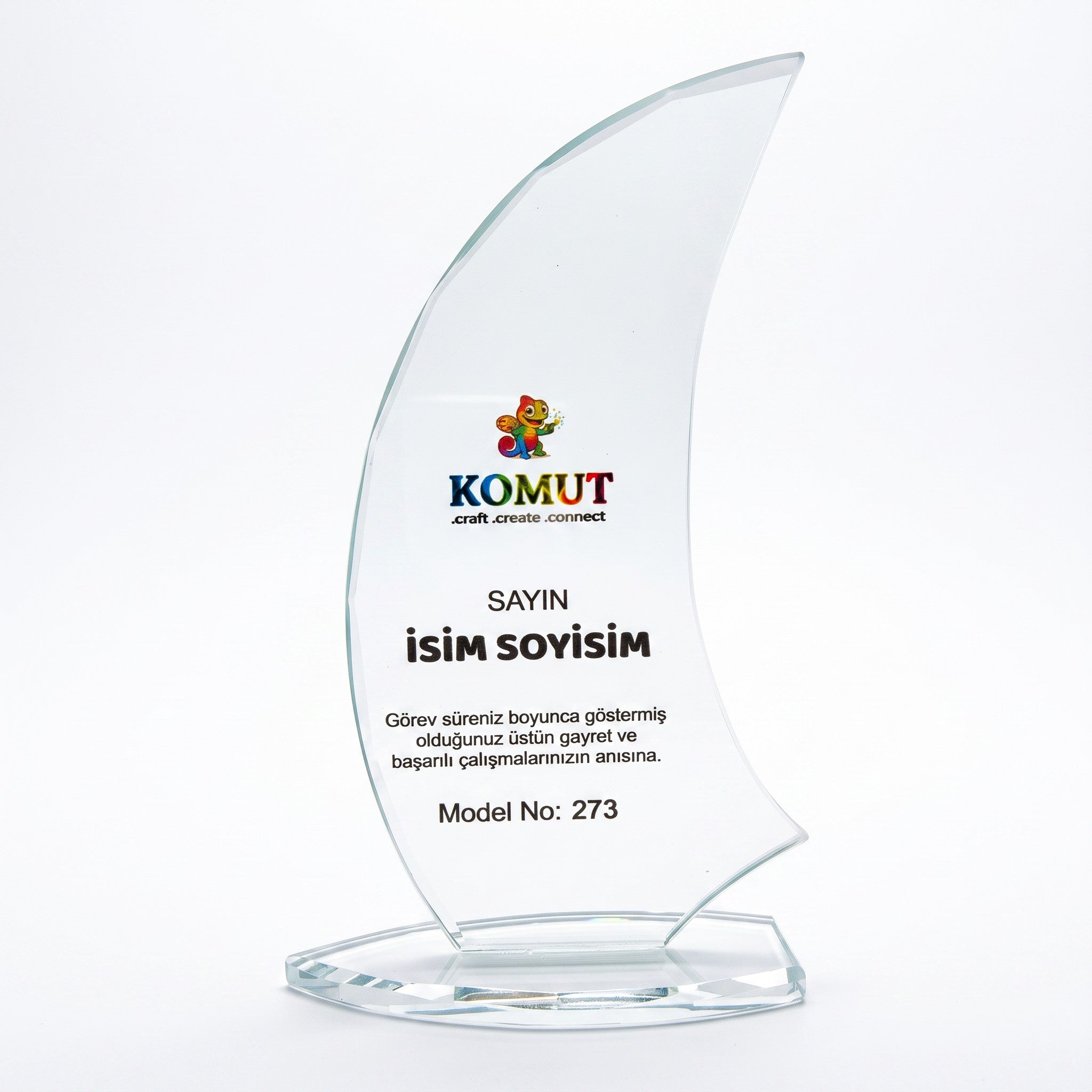 Yelken Formlu Kavisli Kristal Plaket – Model 273