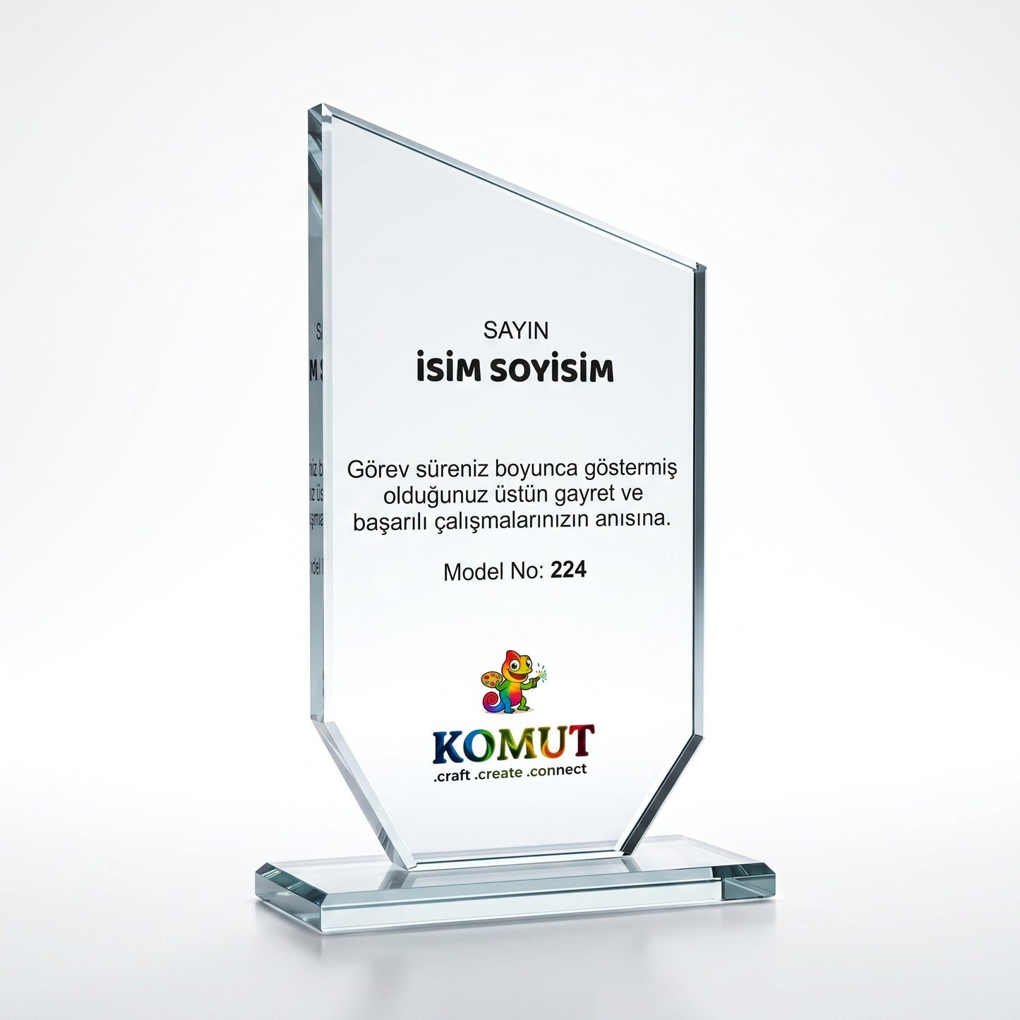Zirve Kesimli Kalkan Formlu Kristal Plaket – Model 224