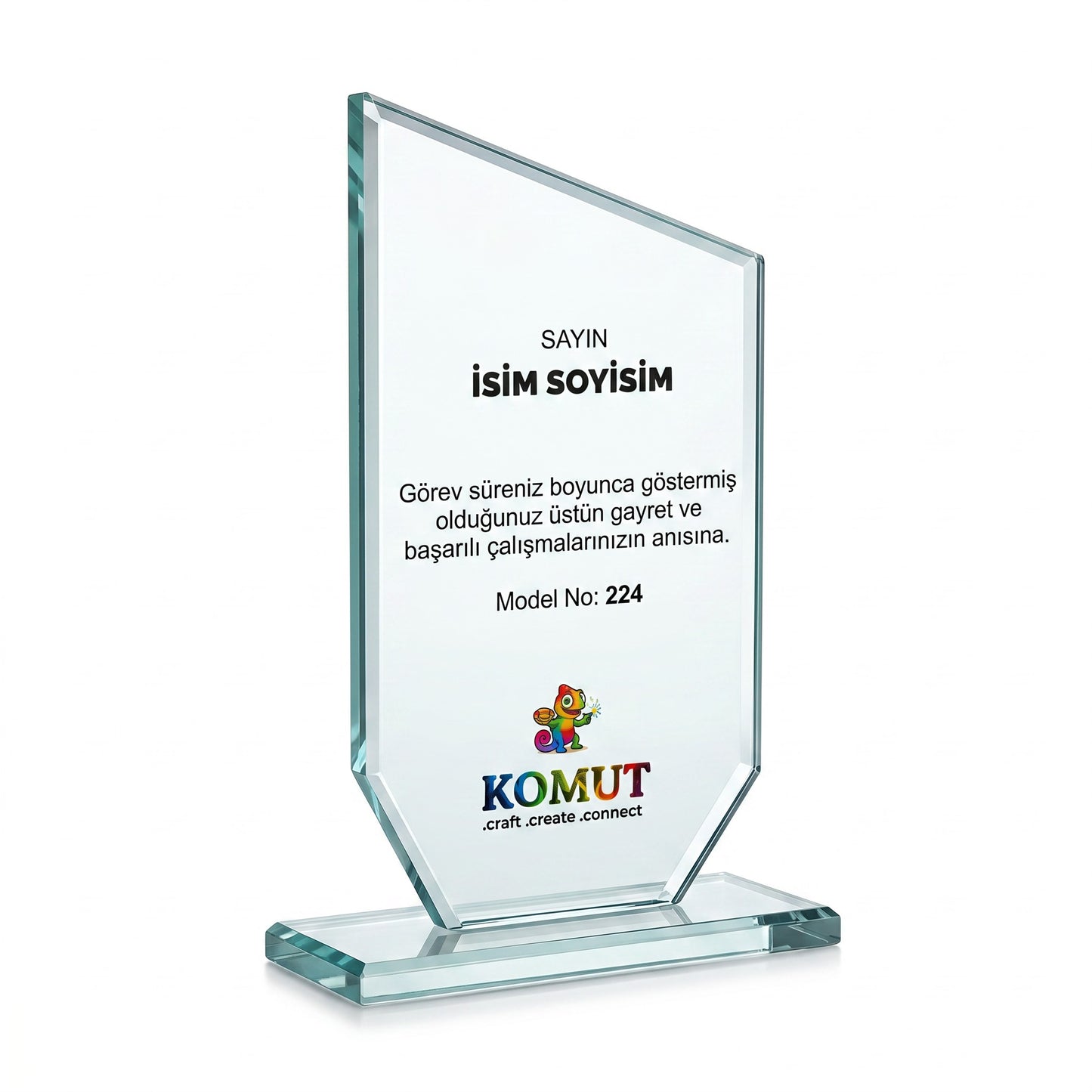 Zirve Kesimli Kalkan Formlu Kristal Plaket – Model 224