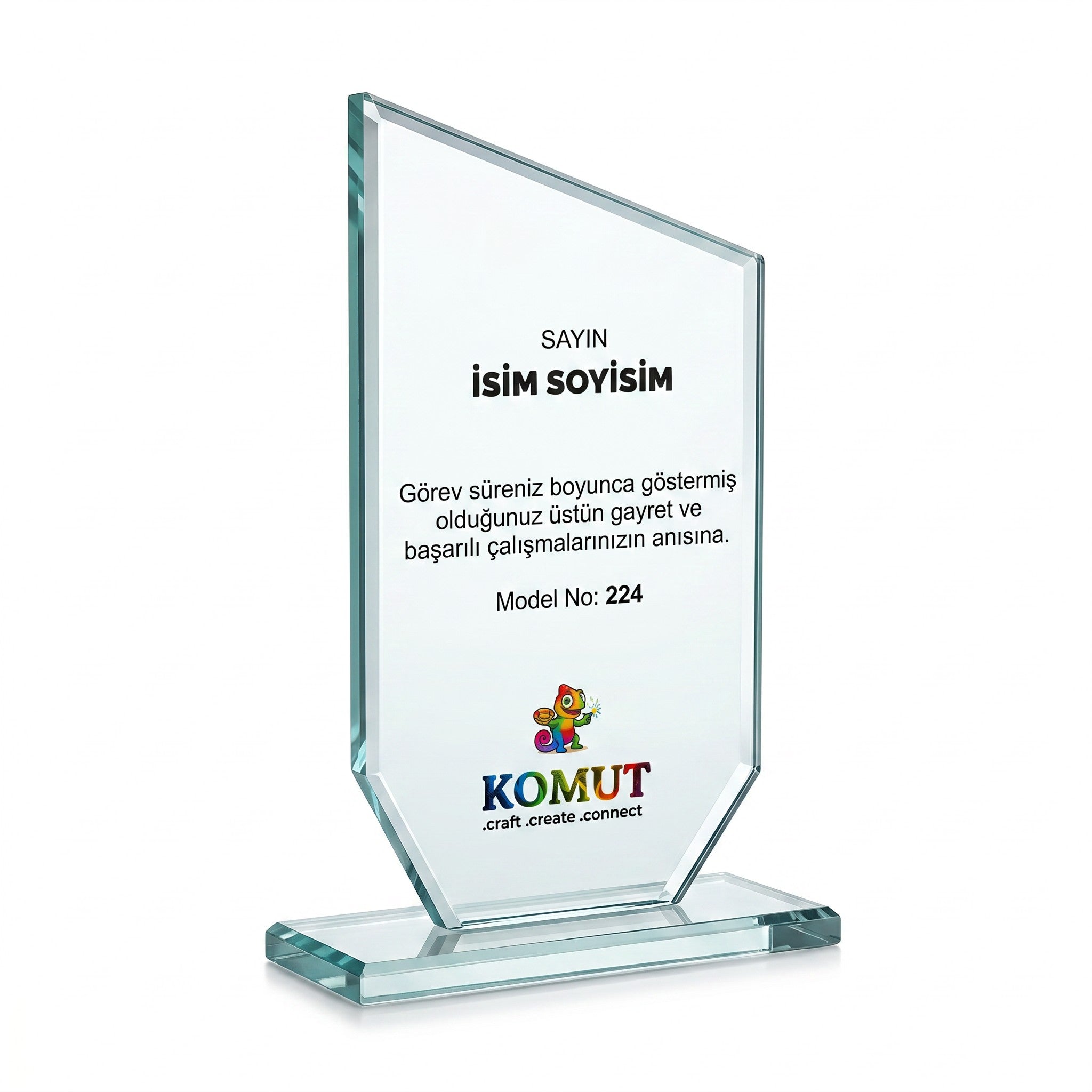 Zirve Kesimli Kalkan Formlu Kristal Plaket – Model 224