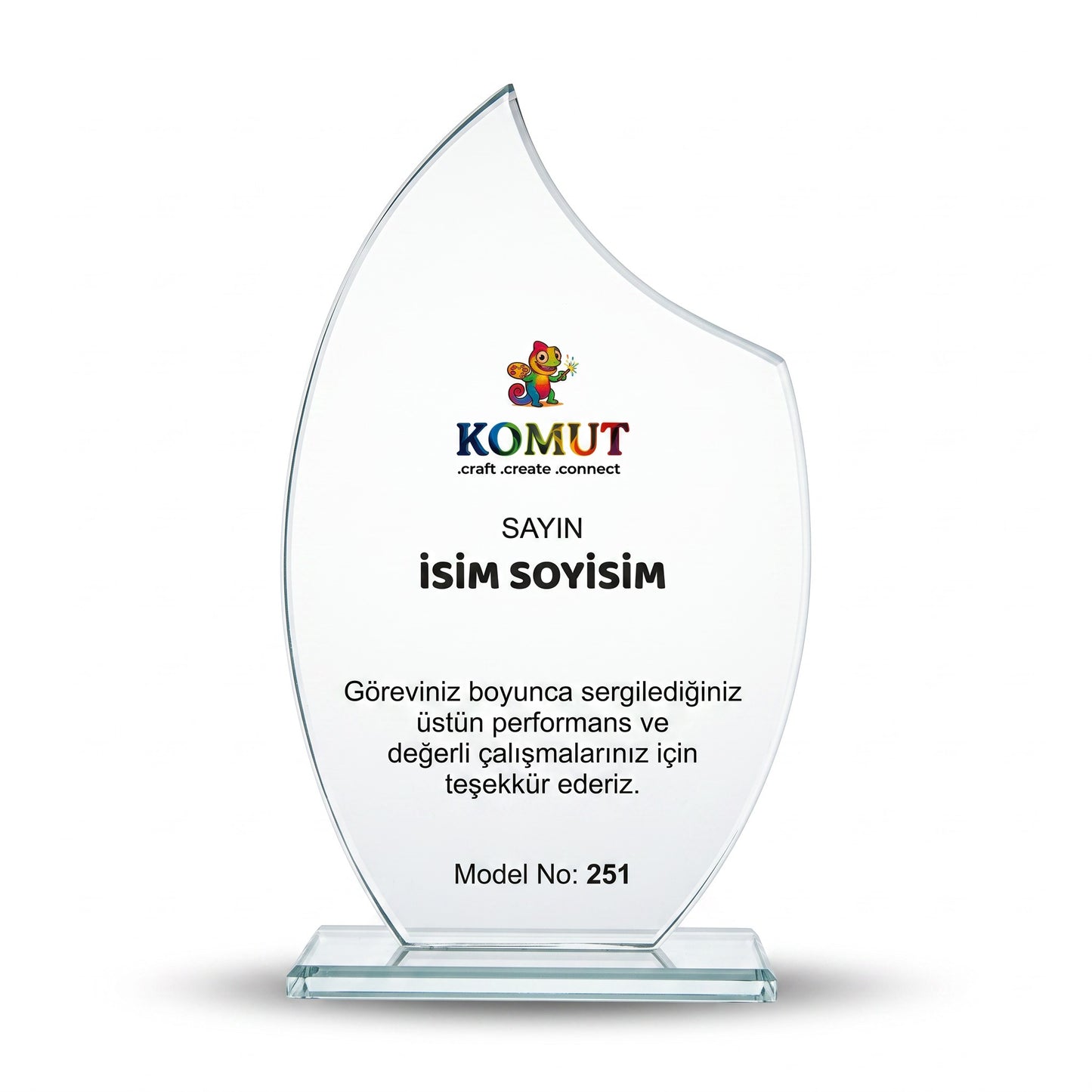 Zirve Kavisli Asimetrik Kristal Plaket – Model 251