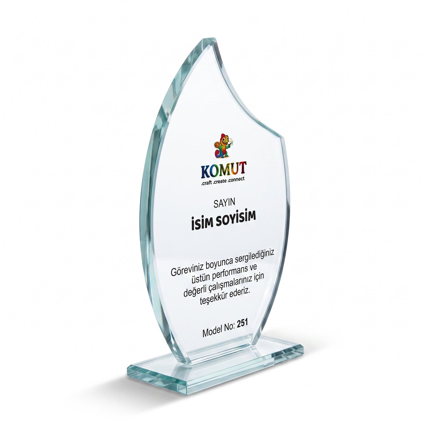Zirve Kavisli Asimetrik Kristal Plaket – Model 251