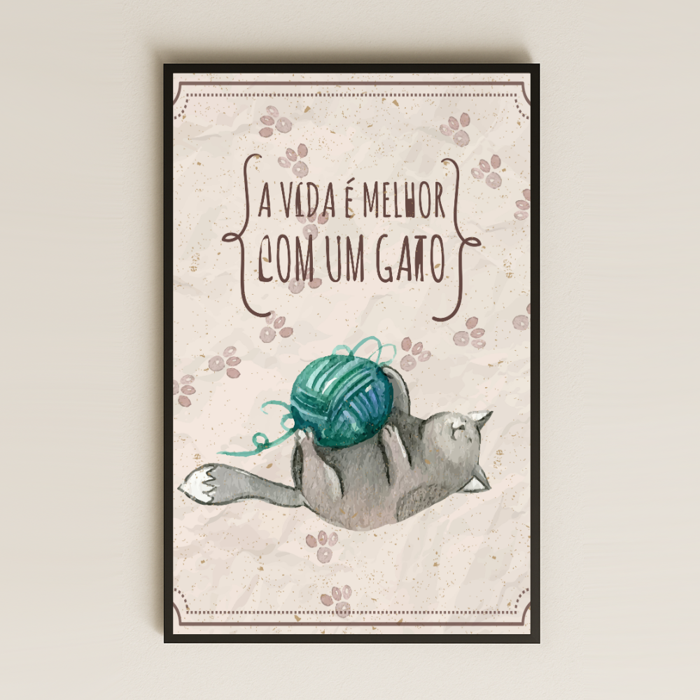 A Vida É Melhor Com Um Gato Yazılı Kedi İllüstrasyon Pleksi Tablo