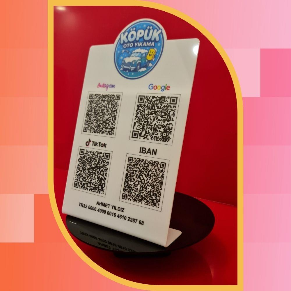 A5 Boyut 4'lü QR Kod ve IBAN Panosu