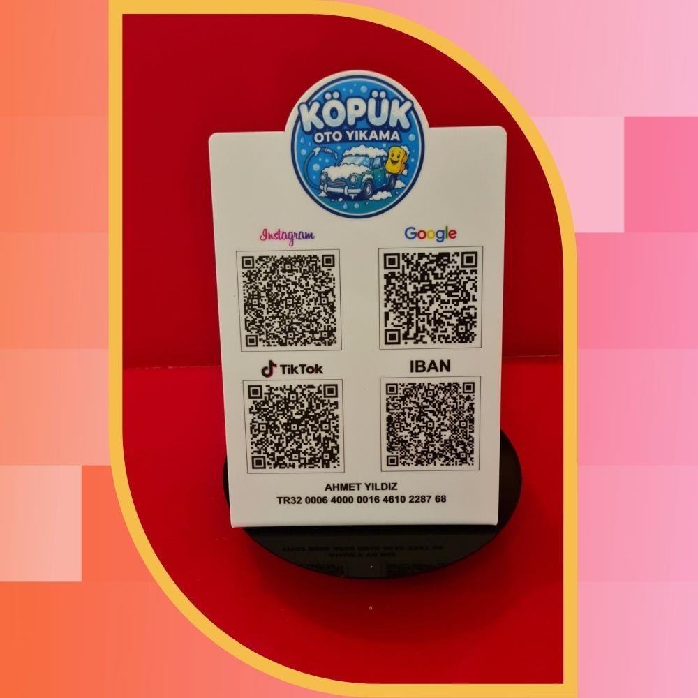 A5 Boyut 4'lü QR Kod ve IBAN Panosu