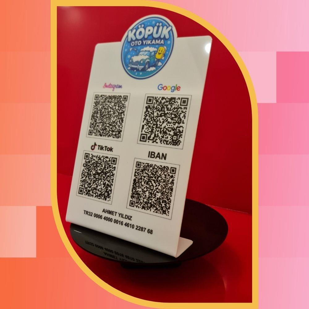 A5 Boyut 4'lü QR Kod ve IBAN Panosu
