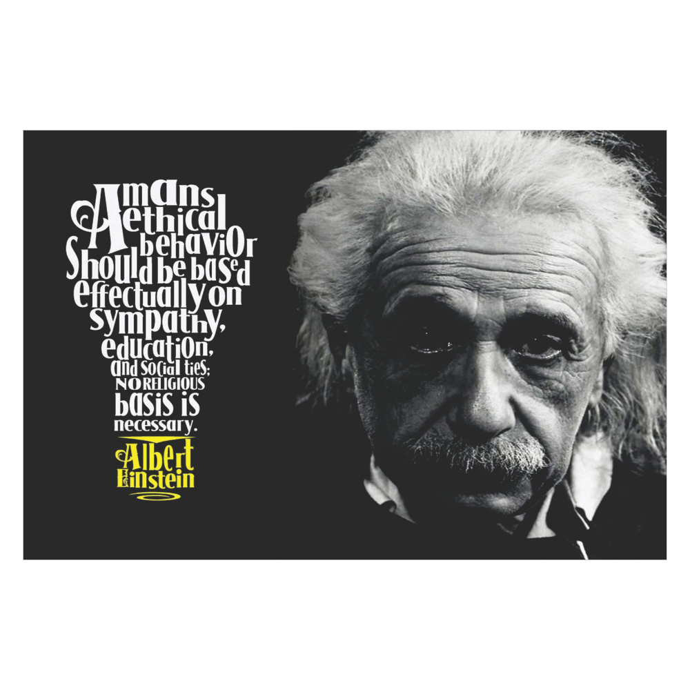 Albert Einstein Sözlü Siyah Beyaz Retro MDF Duvar Tablosu