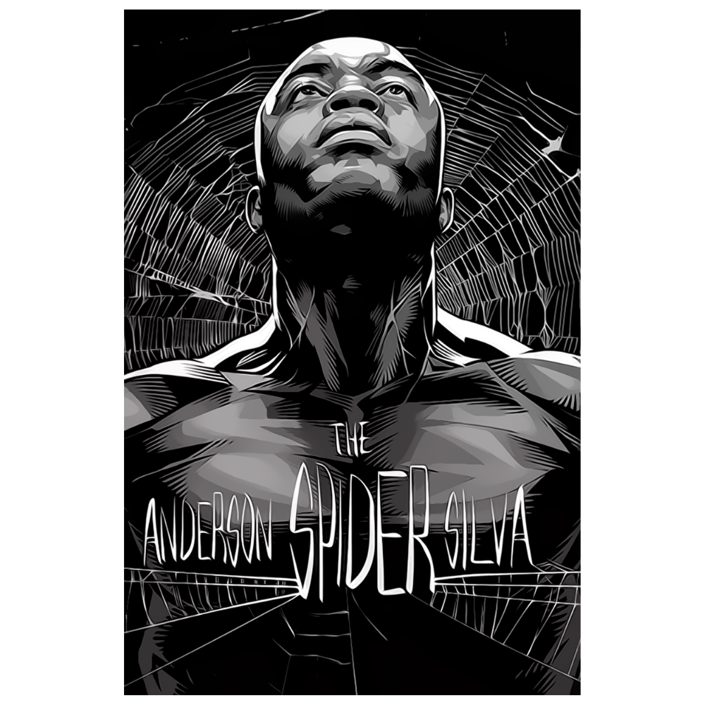 Anderson “The Spider” Silva Siyah Beyaz Retro Ahşap Tablo