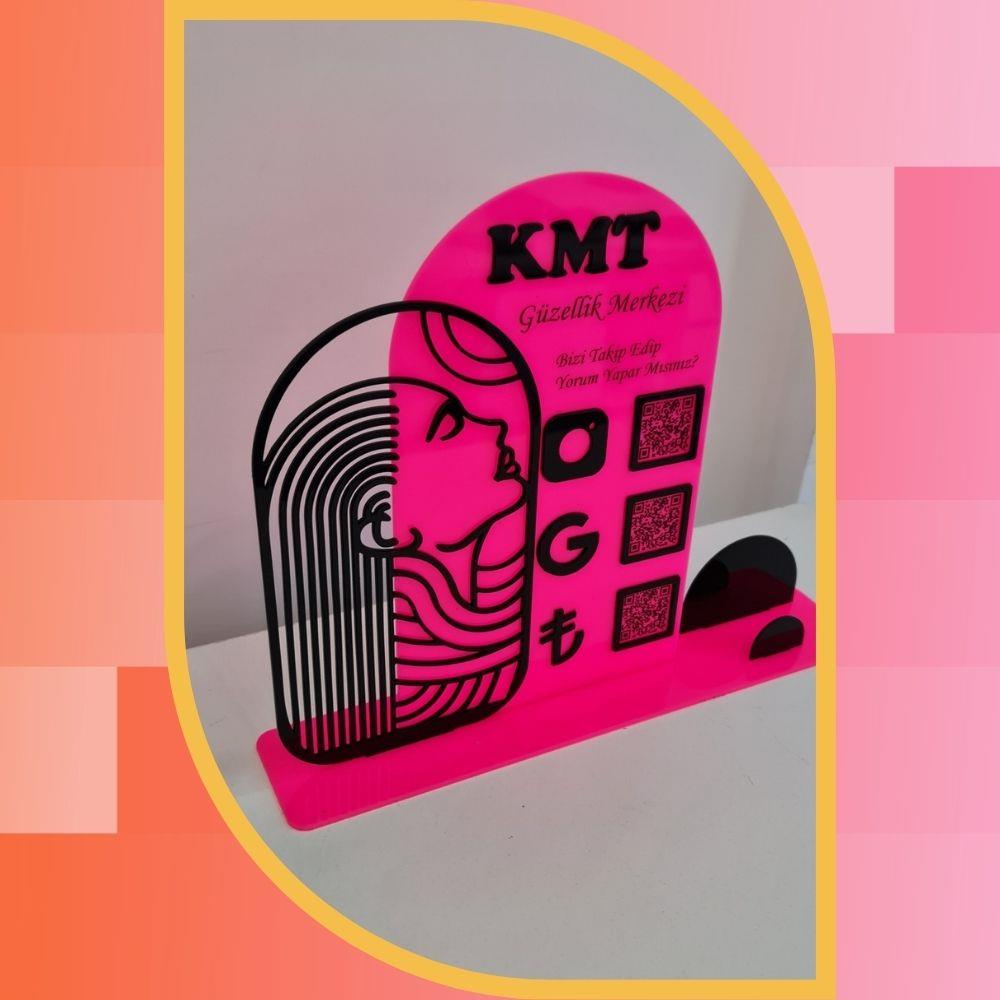 Artline Neon Pembe 3'lü QR Kod ve Bilgilendirme Standı - 30x28 cm