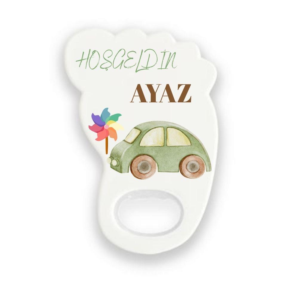 Ayak Şeklinde Hoşgeldin Bebek Magnet – Ayaz Temalı Pastel Araba Tasarımı