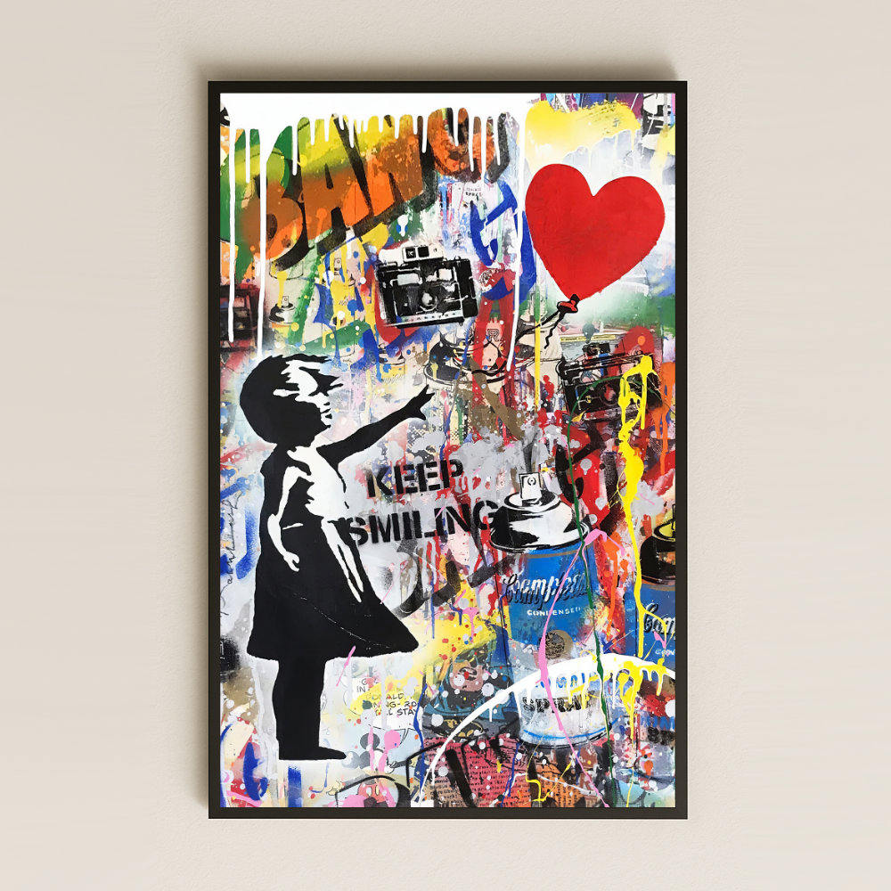Banksy Tarzı Kız ve Balon Graffiti Şeffaf Pleksi Tablo