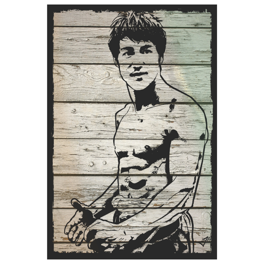 Bruce Lee Ahşap Doku Stil Retro Çizim Ahşap Tablo