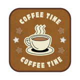 Coffee Time Desenli 6'lı Ahşap Bardak Altlığı