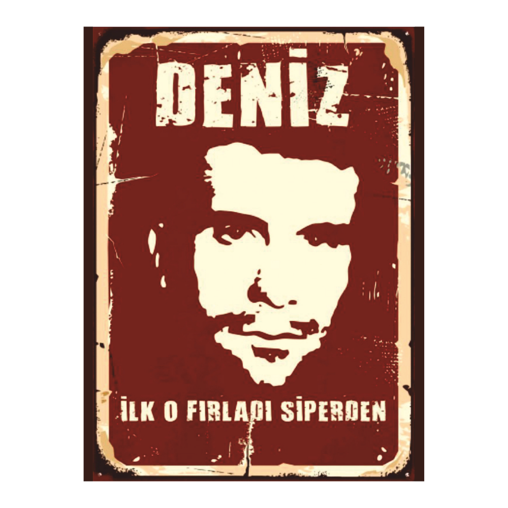 Deniz – İlk O Fırladı Siperden Retro Ahşap Tablo