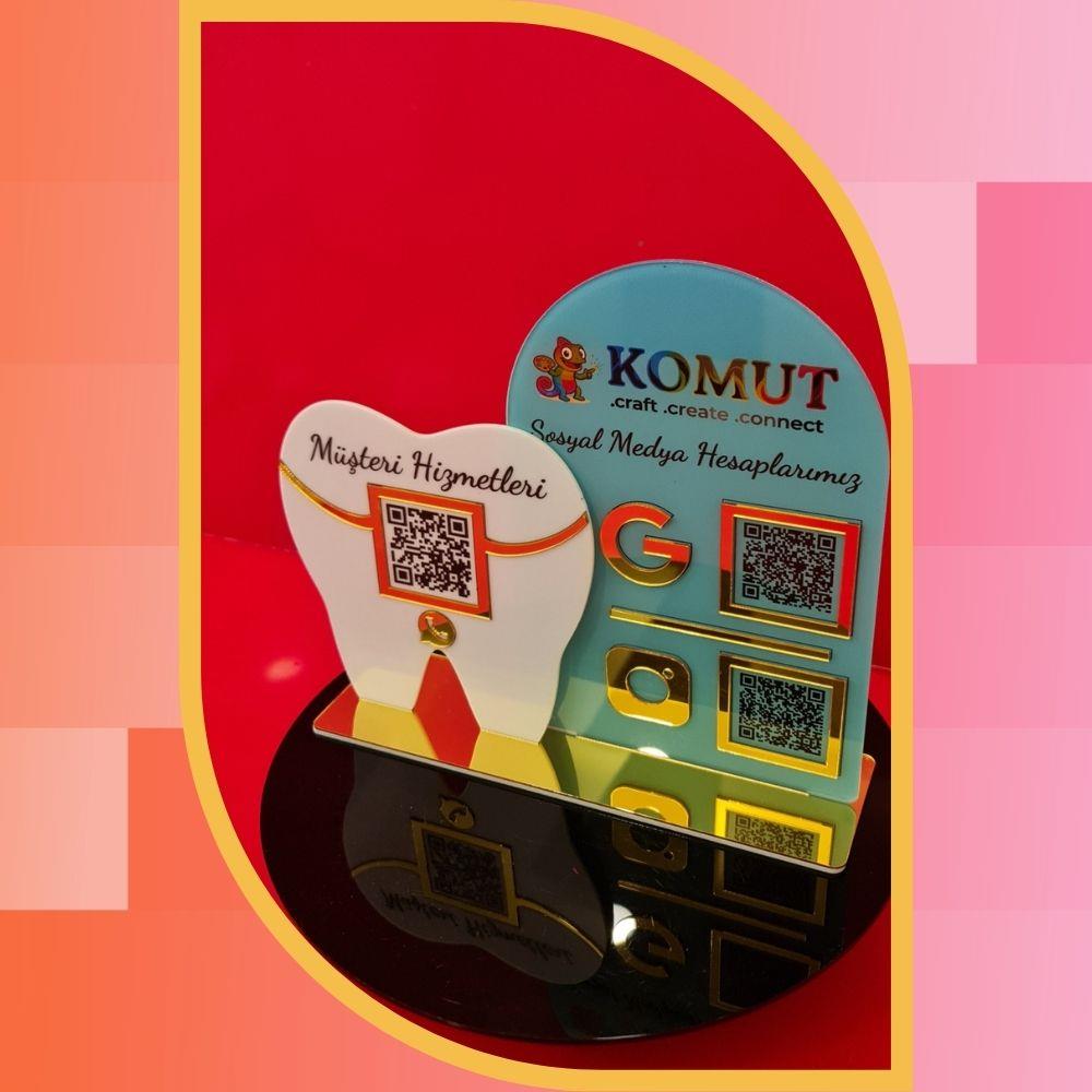 Diş Hekimi ve Dental Klinik Özel Tematik 3'lü QR Kod ve WhatsApp Standı