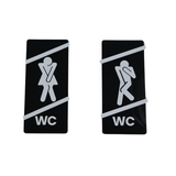 Eğlenceli Siyah-Beyaz WC Kapı Panosu – 10x20 cm Erkek & Kadın Seti