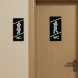 Eğlenceli Siyah-Beyaz WC Kapı Panosu – 10x20 cm Erkek & Kadın Seti