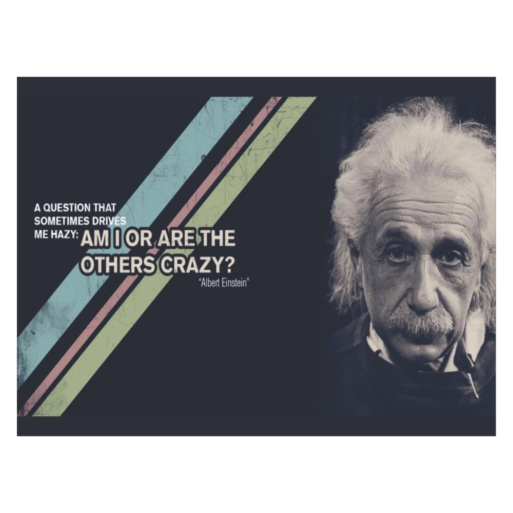 Einstein “Am I or Are the Others Crazy?” Yazılı Retro MDF Tablo