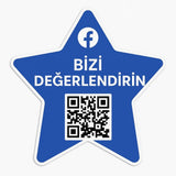 Facebook Yıldız Şeklinde Değerlendirme Kartı - QR Kodlu