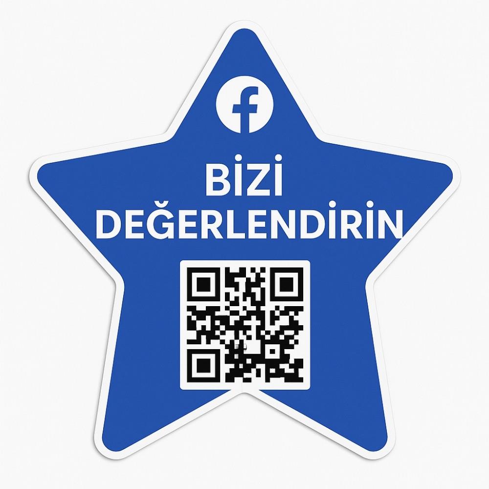 Facebook Yıldız Şeklinde Değerlendirme Kartı - QR Kodlu
