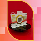 Fotoğrafçı Özel Kamera Formlu Google Yorum QR Kod Standı - Gold Aynalı