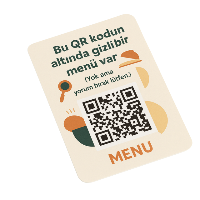 Gizli Menü Esprili QR Kart - Yorumlu Tasarım Kartı