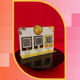 Gold İşlemeli Beyaz Pleksi 3'lü QR Kod Sosyal Medya ve Ödeme Standı - 25x14 cm