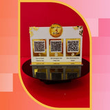 Gold İşlemeli Beyaz Pleksi 3'lü QR Kod Sosyal Medya ve Ödeme Standı - 25x14 cm