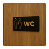 Gold Siyah Pleksi WC Kapı Panosu – 15x30 cm Şapkalı & Fiyonklu Tasarım