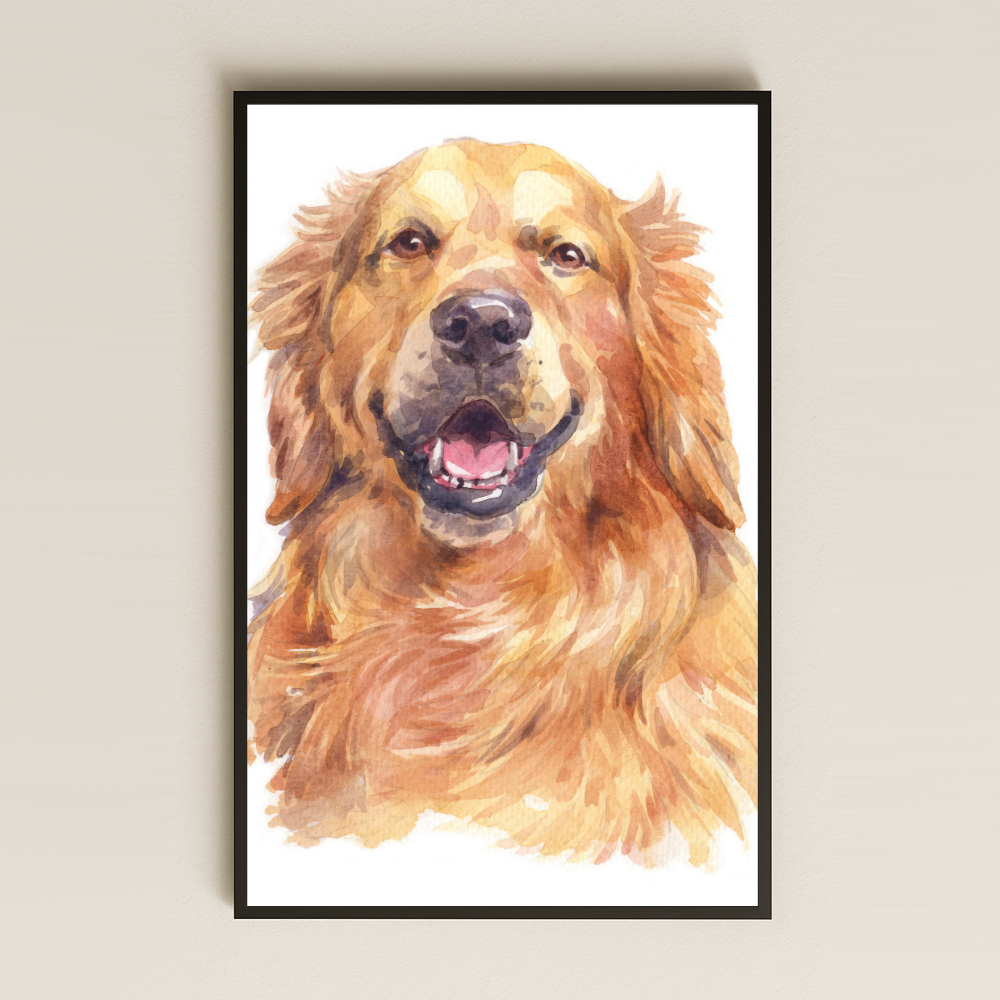 Golden Retriever Suluboya Tasarım Pleksi Tablo
