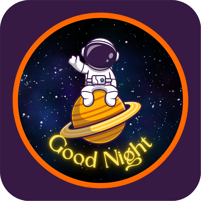 Good Night Astronot Temalı 6'lı Ahşap Bardak Altlığı