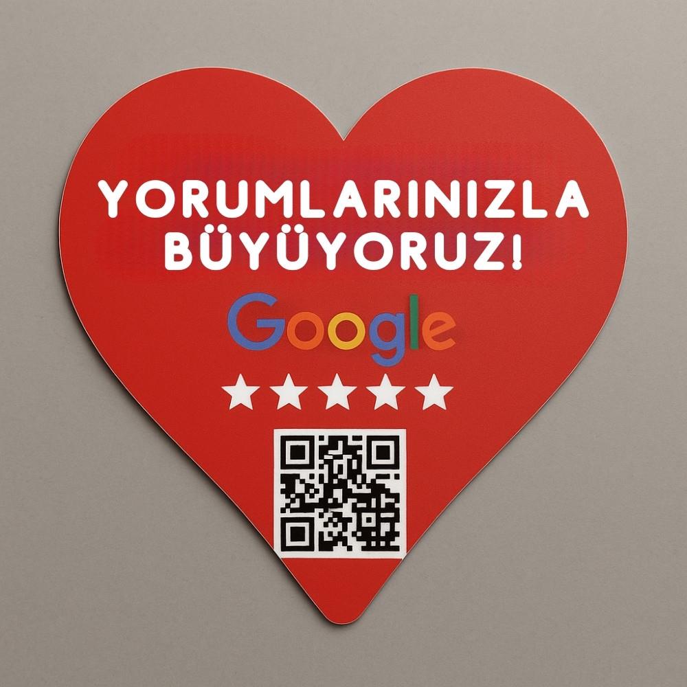 Google Yorum Kartı - Kalp Şeklinde Özel Kesim