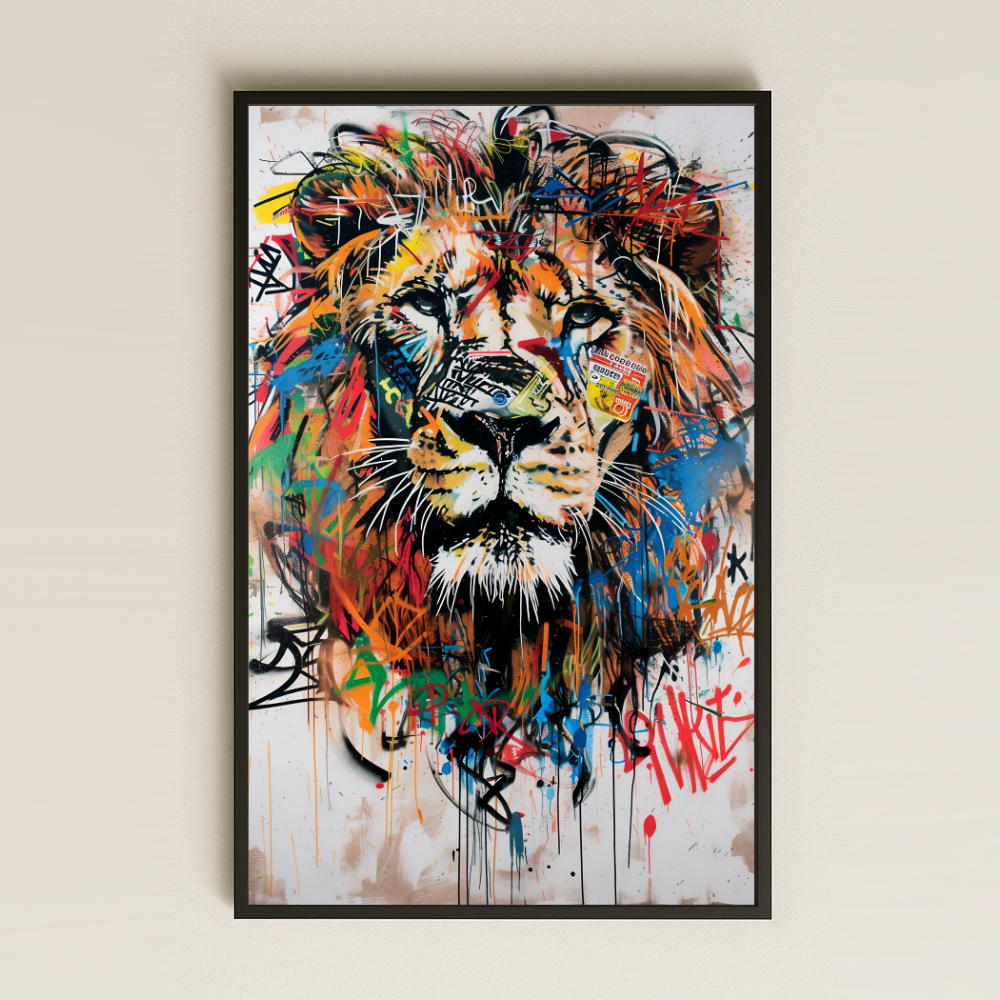Graffiti Aslan Temalı Şeffaf Pleksi Tablo
