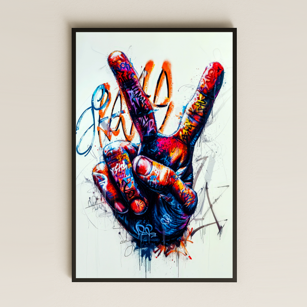 Graffiti Barış İşareti Temalı Şeffaf Pleksi Tablo