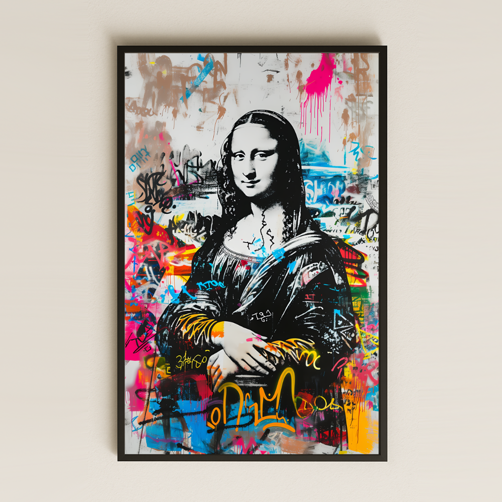 Graffiti Mona Lisa Temalı Renkli Modern Pleksi Tablo