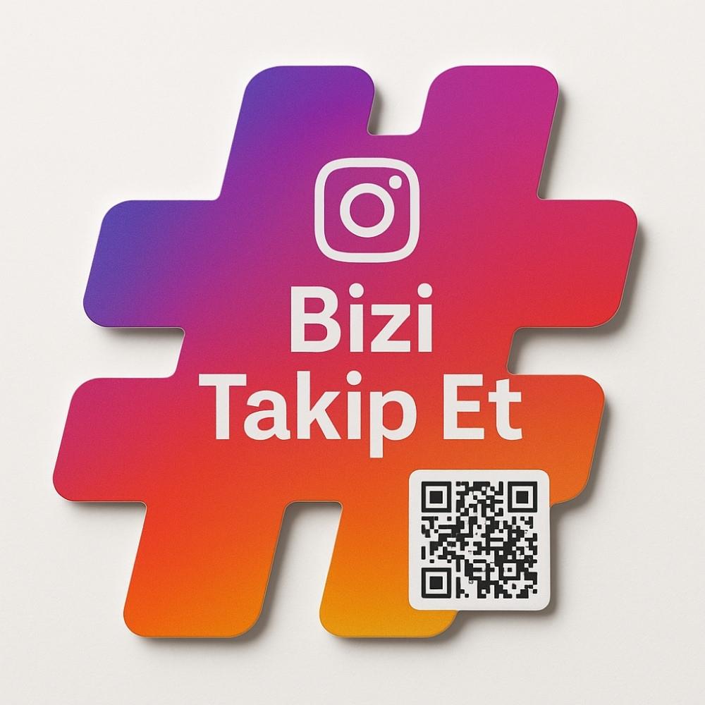 Hashtag Şeklinde Instagram Takip Kartı UV Baskılı