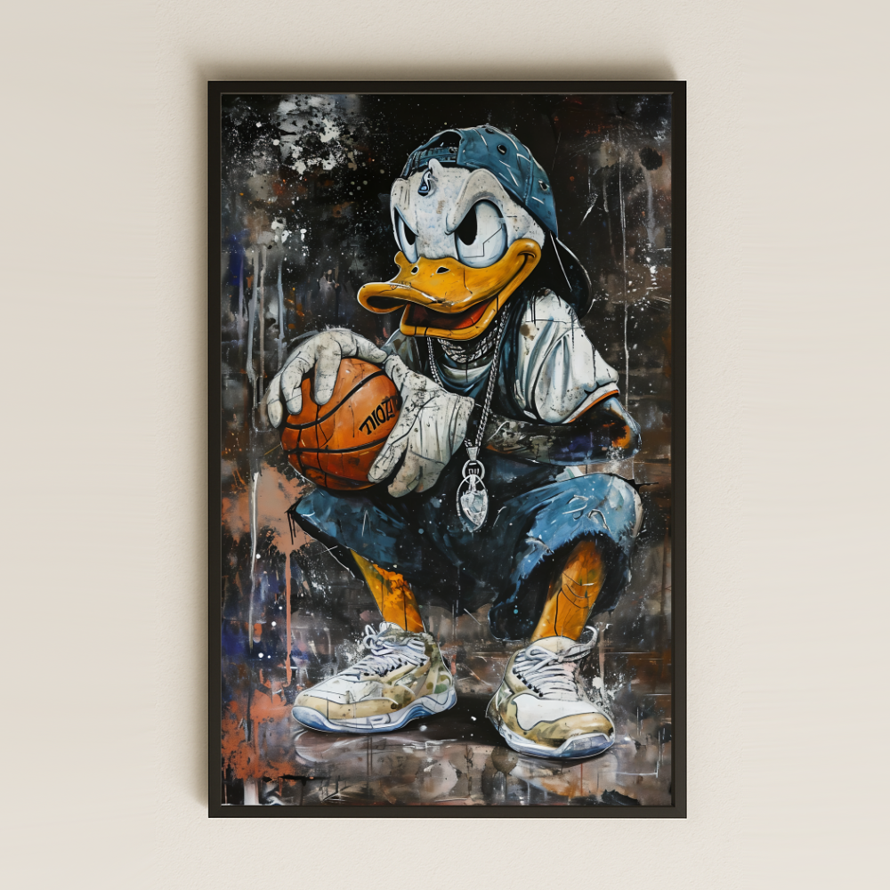 Hip-Hop Basketbolcu Ördek Tasarımlı Şeffaf Pleksi Tablo