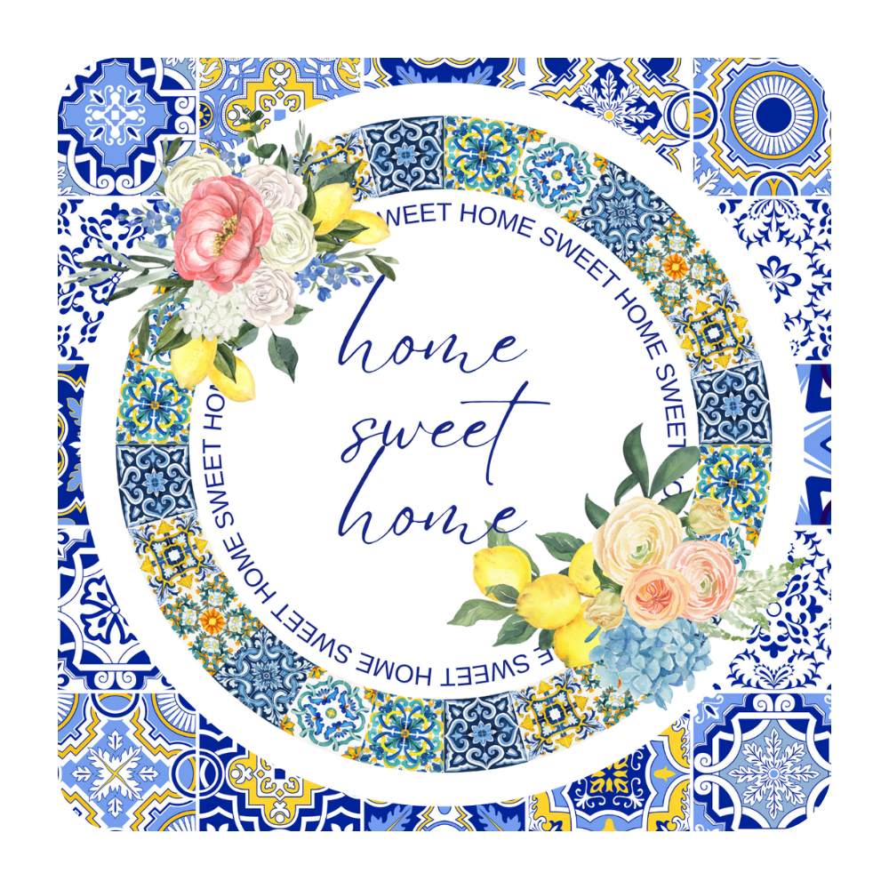 Home Sweet Home Desenli 6'lı Ahşap Bardak Altlığı