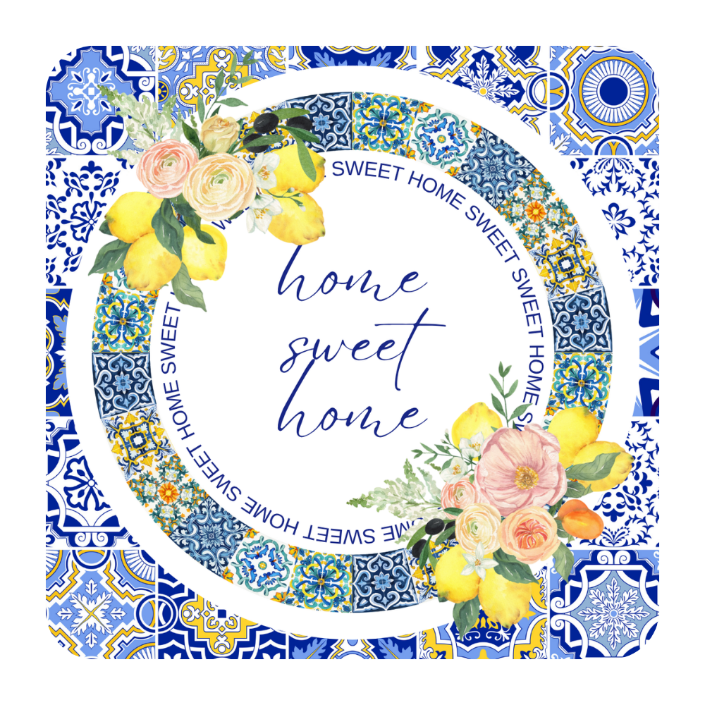 Home Sweet Home Desenli 6'lı Ahşap Bardak Altlığı